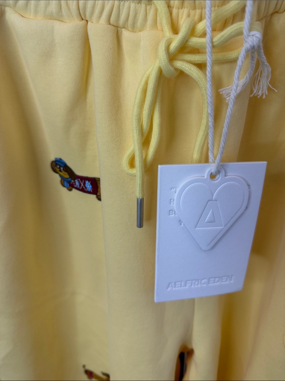 Aelfric Eden Pale Yellow Embroidered Dog Sweatpants - Picture 2 of 5